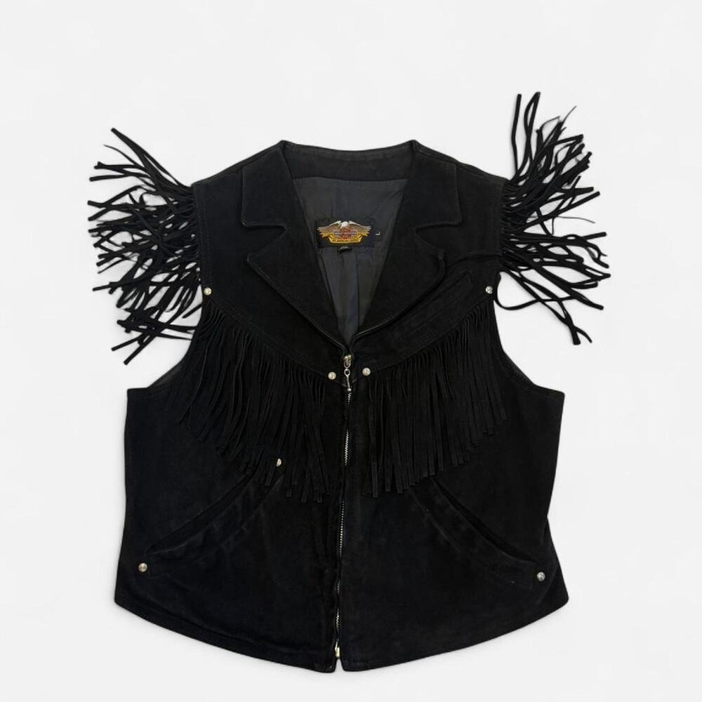 Black harley davidson suede fringe